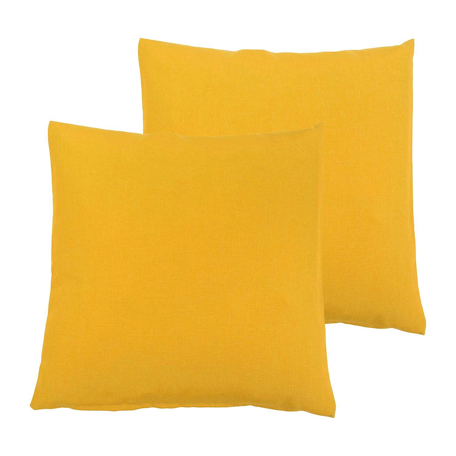 2x Milan Cushion Cover Synthetic Fiber Mustard Yellow 50 x 50 cm 0