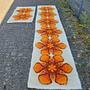 Vintage x2 Läufer Teppiche Wolle Orange 70er Jahre 1