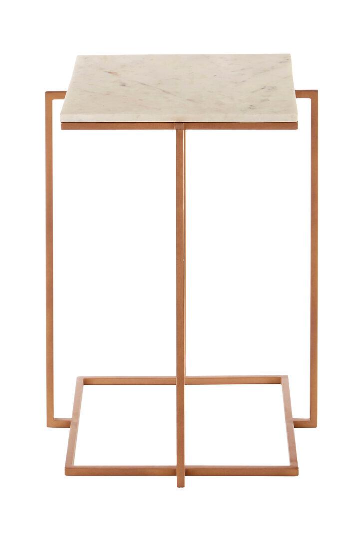 Shalimar Side Table Metal Stone Gold White 2