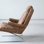 Vintage Reinhold Adolf Sessel & Hocker Leder Stahl Braun 5