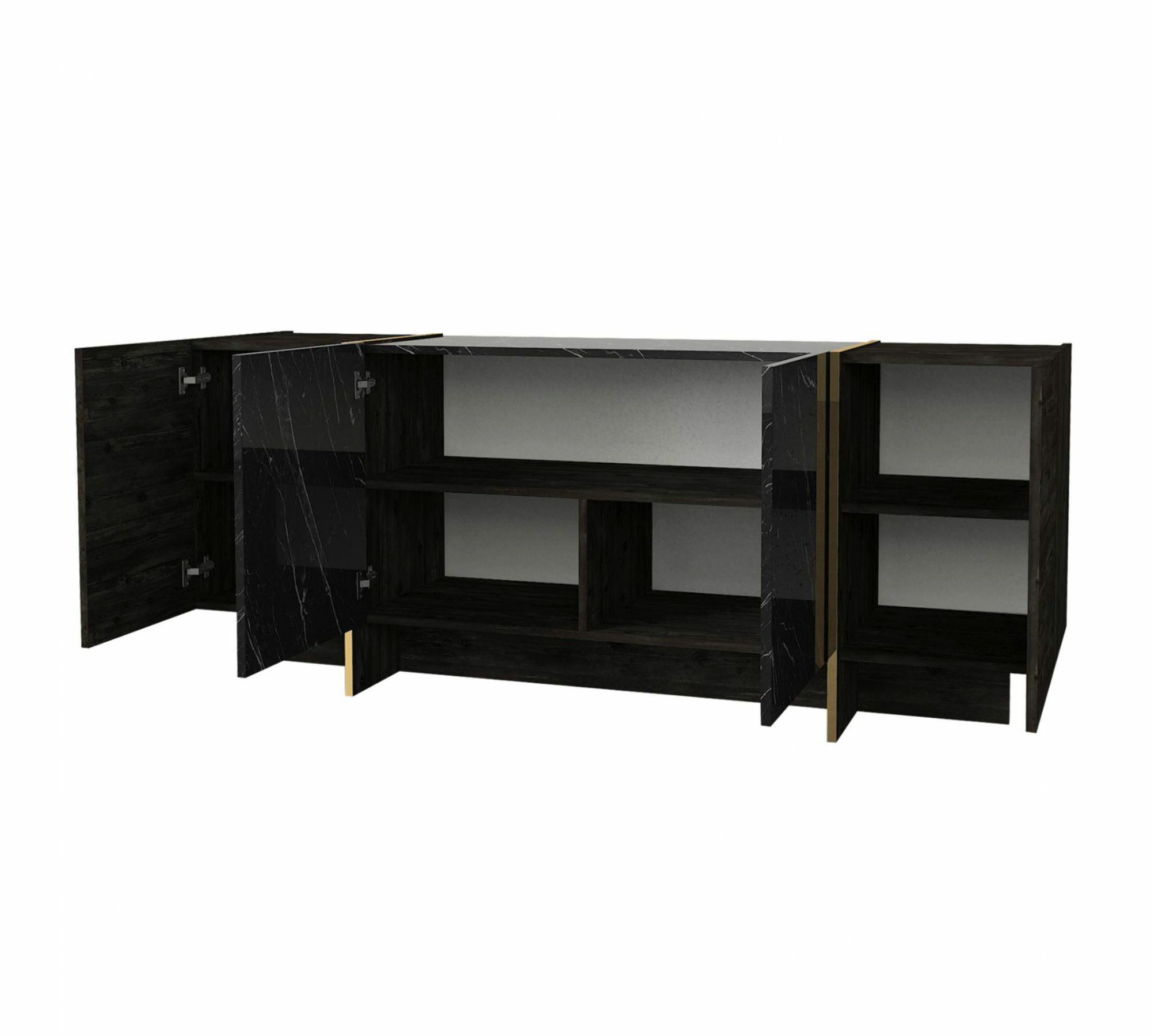 Sideboard Holz Schwarz Marmoroptik 5