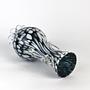 Vintage Murano Blumenvase Italien 1960er Schwarz-Weiß Swirl 2