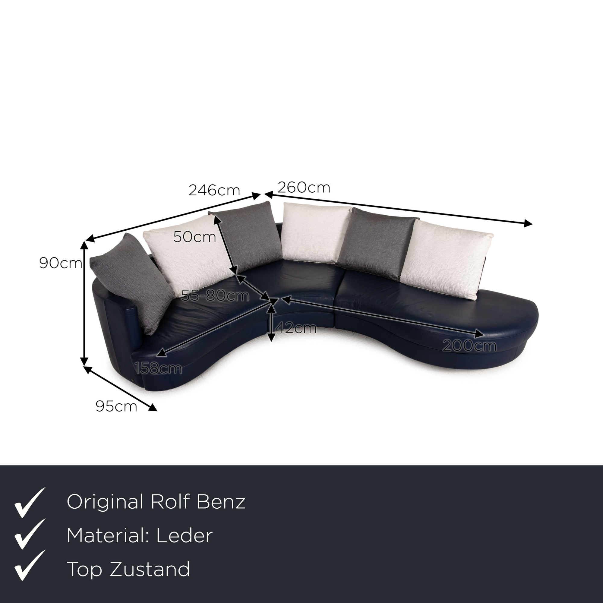4500 Ecksofa Leder Dunkelblau 1