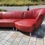 Sofa Pupilla mit Longchair aus pigmentiertem Leder Rot 1