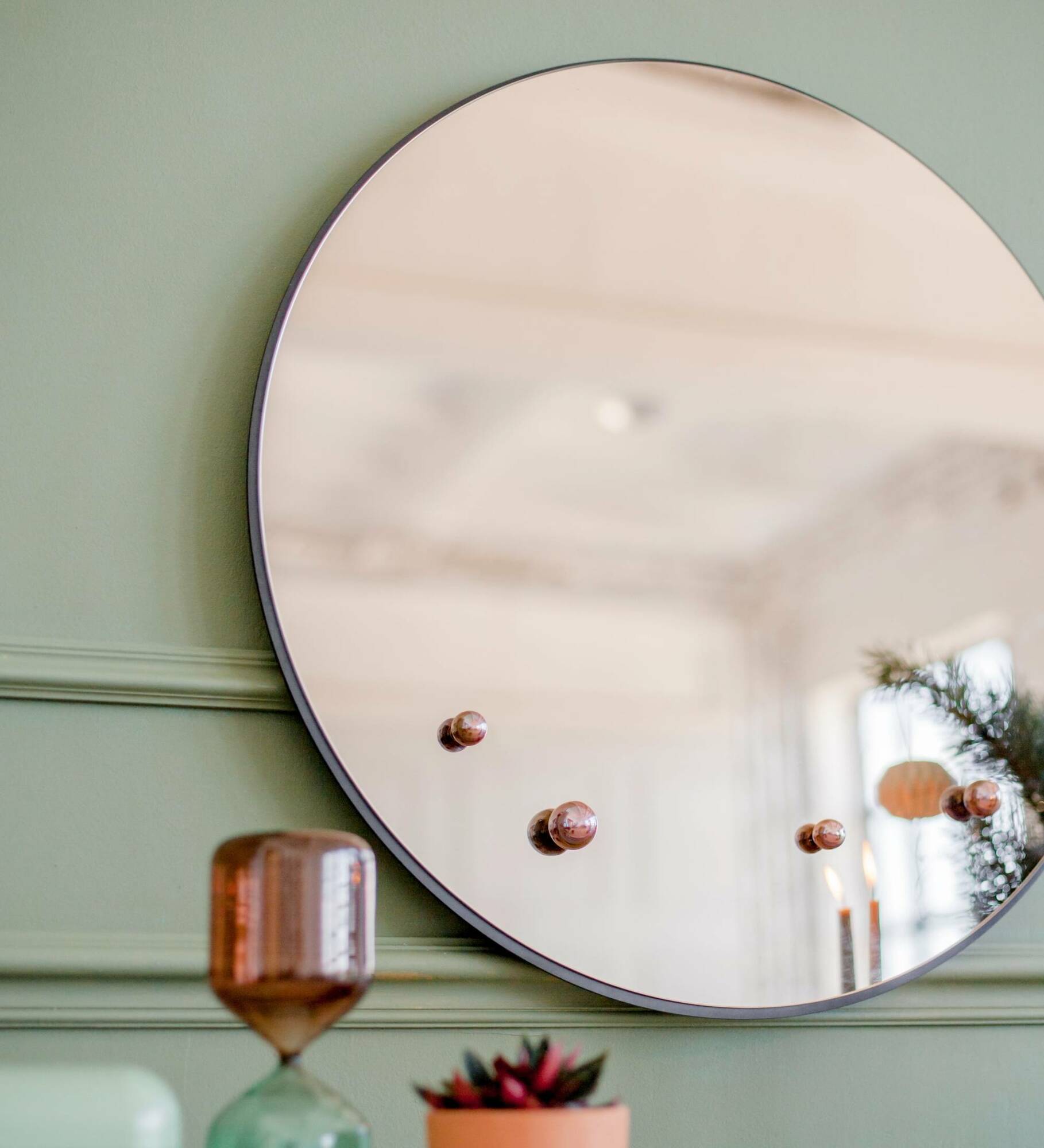 Spiegel mit Haken Rund Bronze 70cm 0