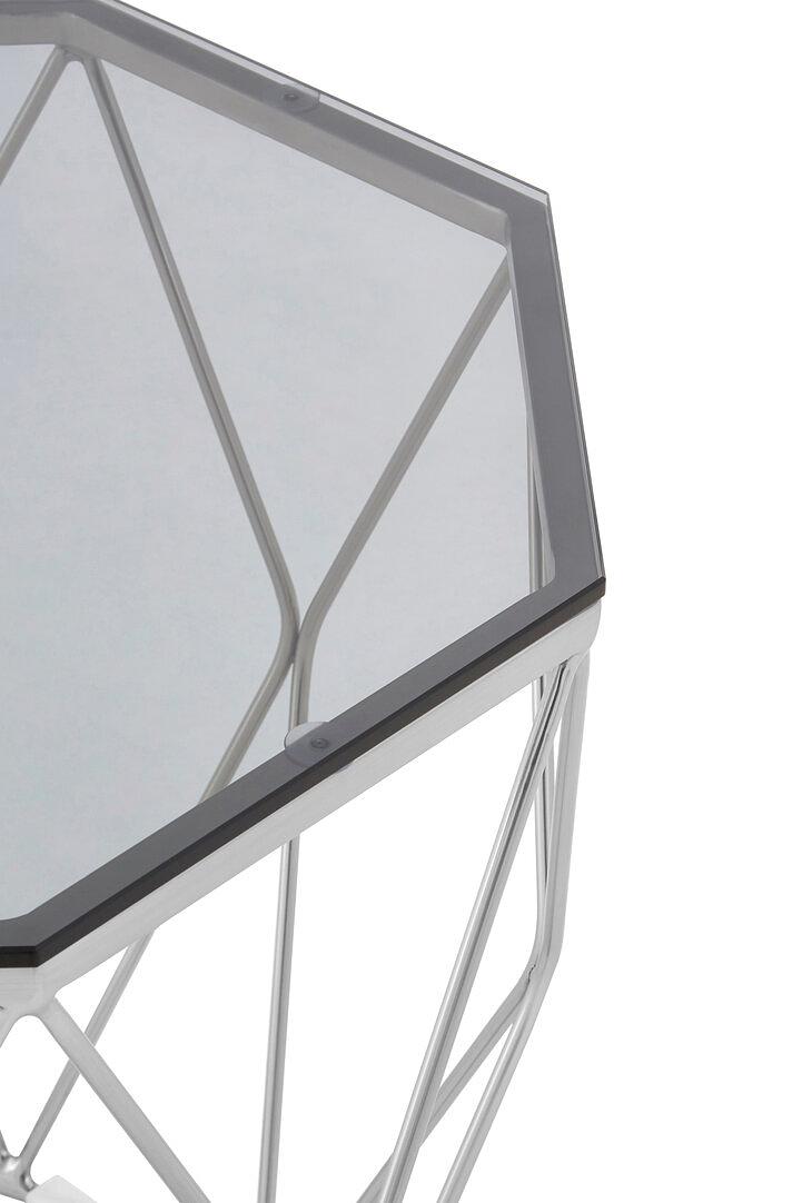 Allure Tempered Glass und Chrome Sechseck Beistelltisch
 2