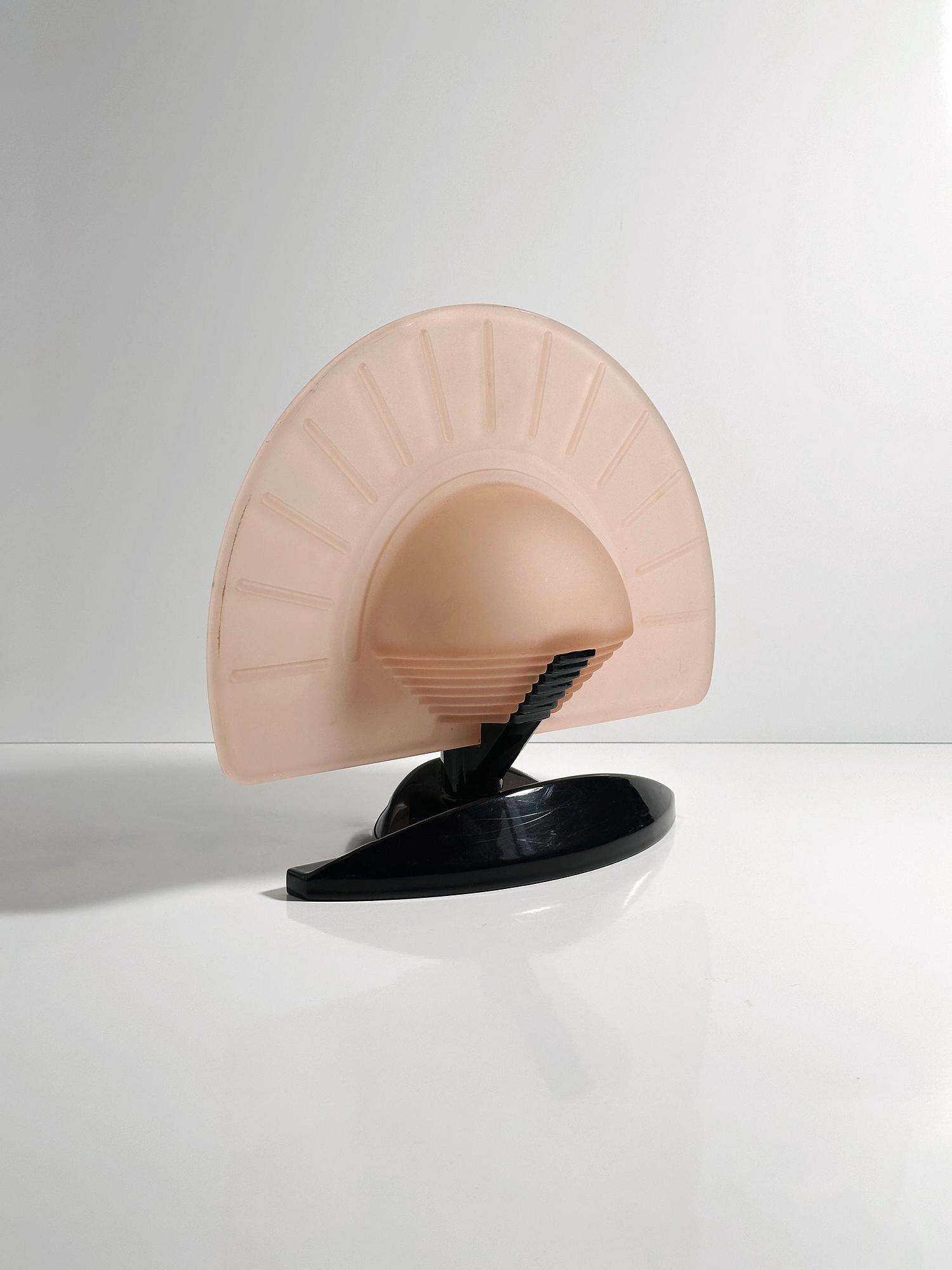 Lampada da tavolo vintage Art Déco in vetro anni '80 1