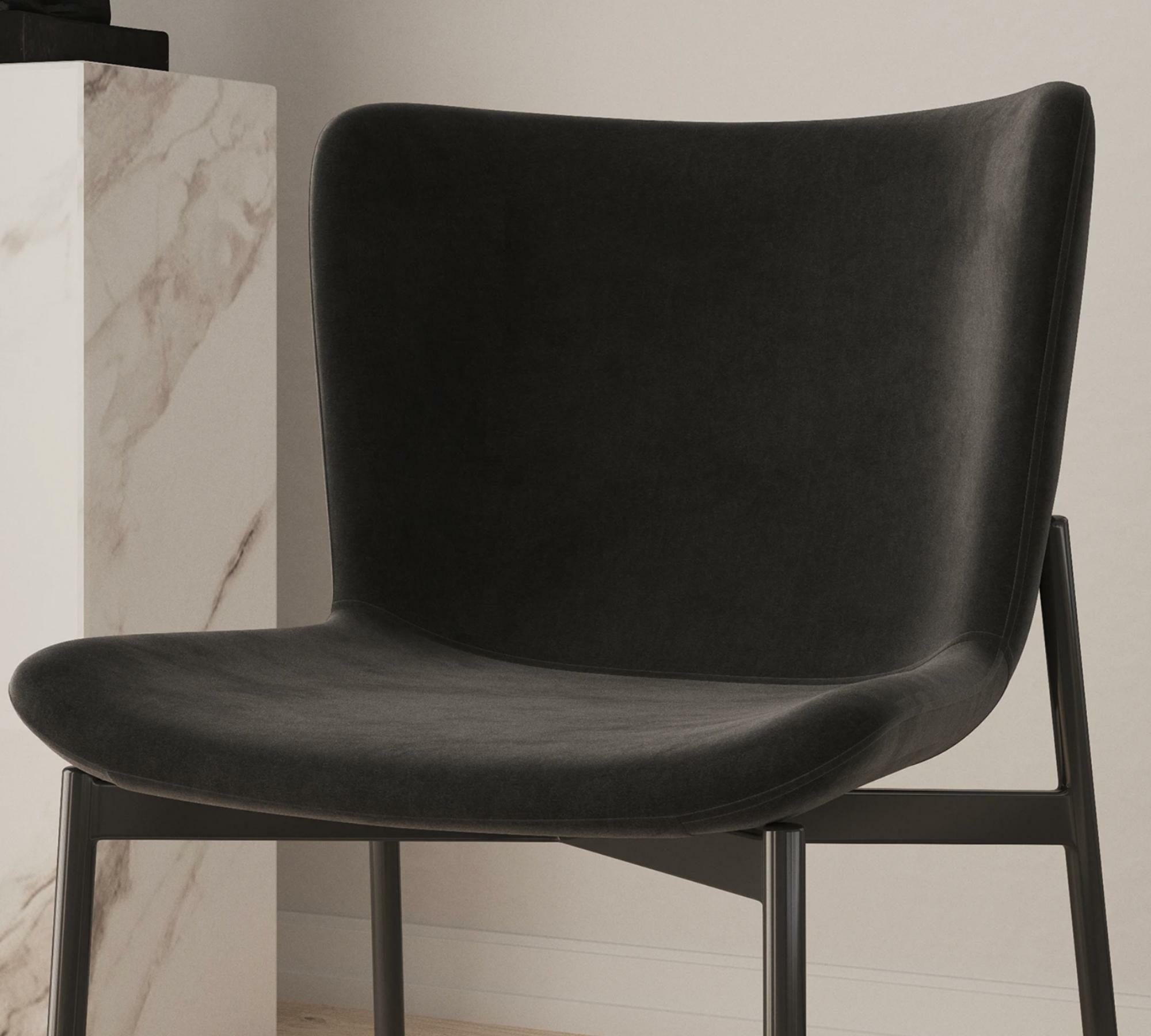 2x Dining chair velvet black 4