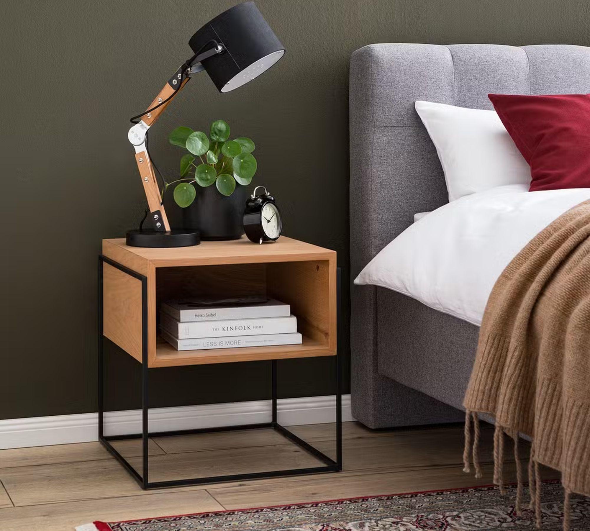 Nachttisch Cubus Echtholzfurnier Eiche / Schwarz 7