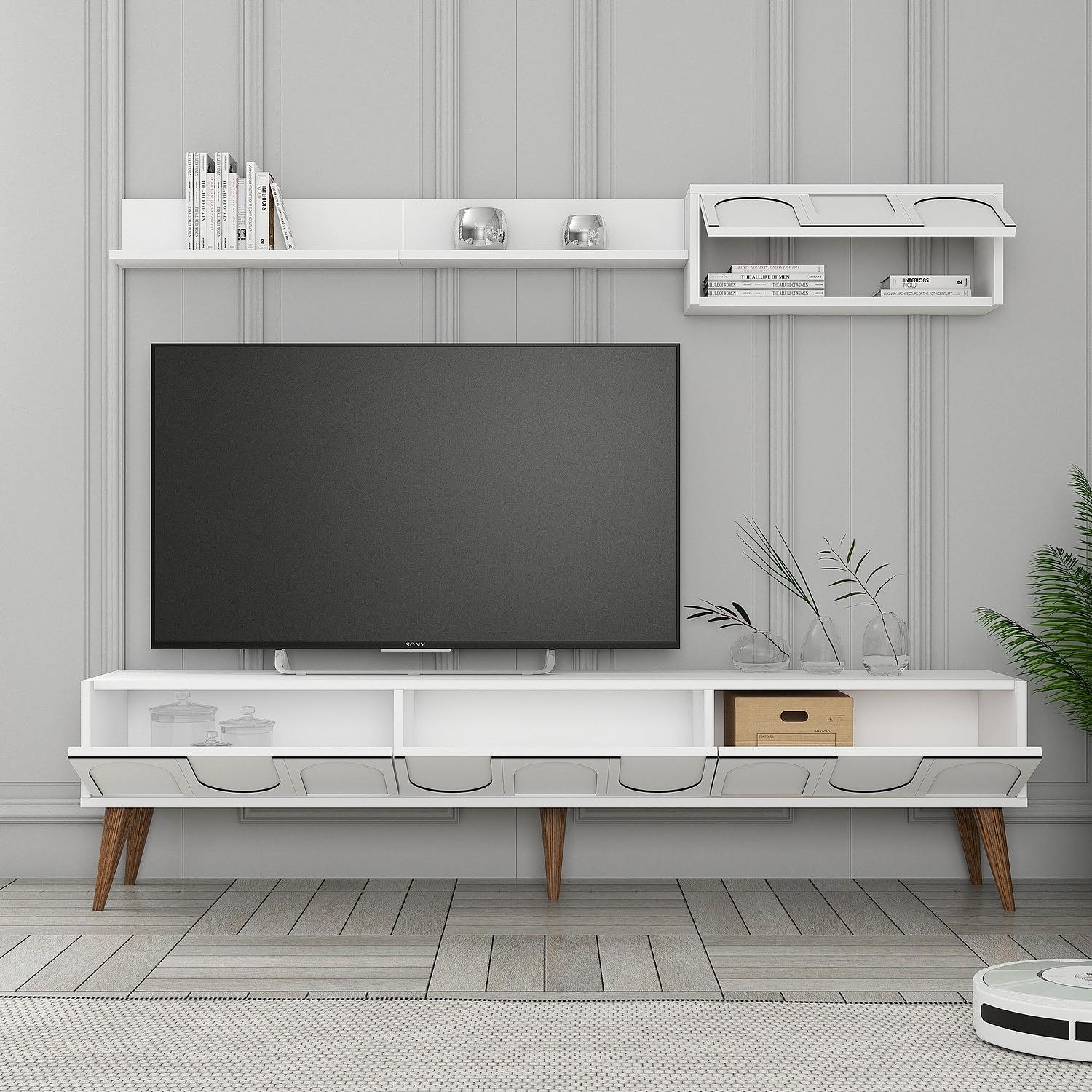 Lyon 2 TV cabinet wood veneer White 2