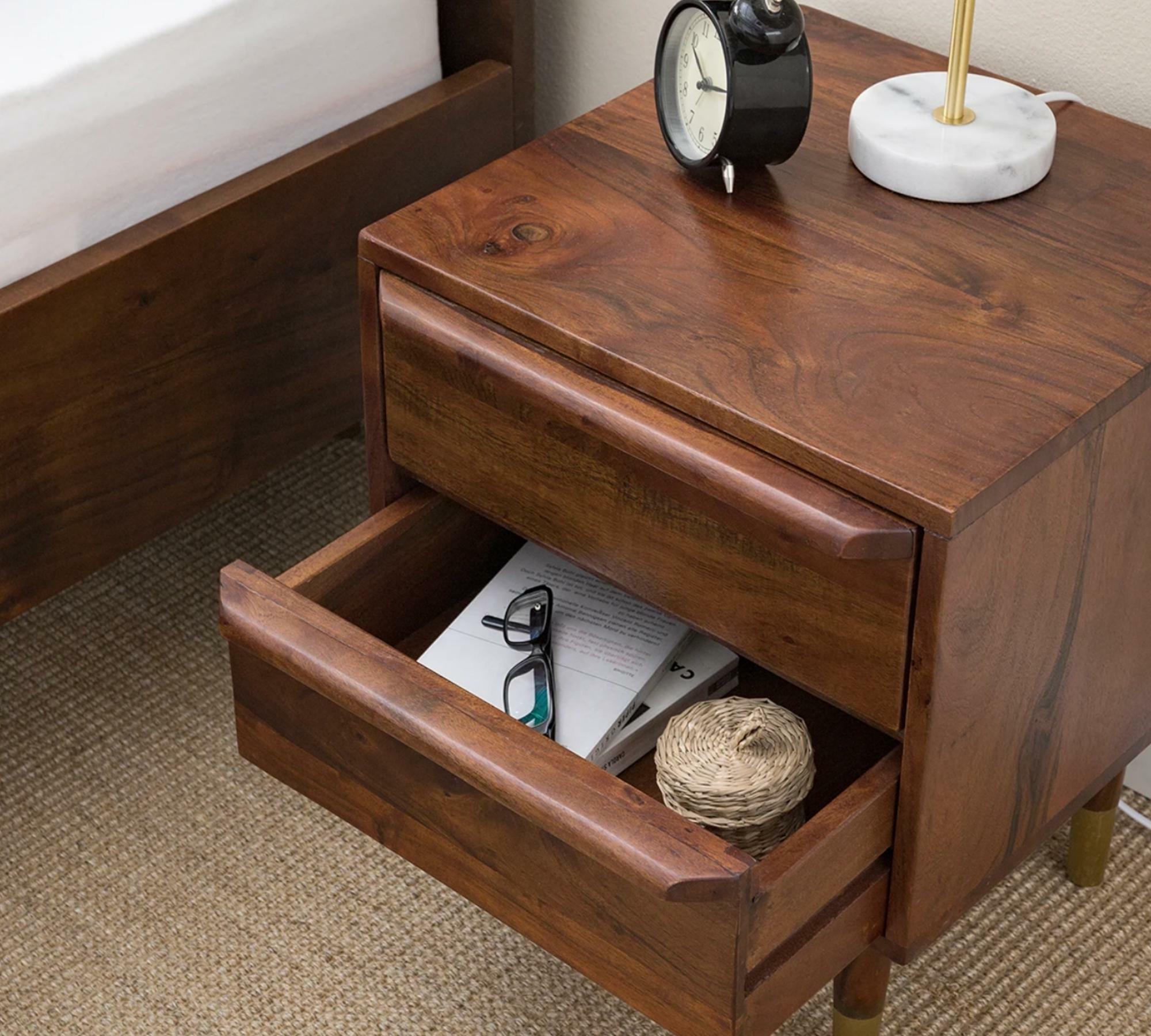 Nachtkommode Massivholz Akazienbraun 7