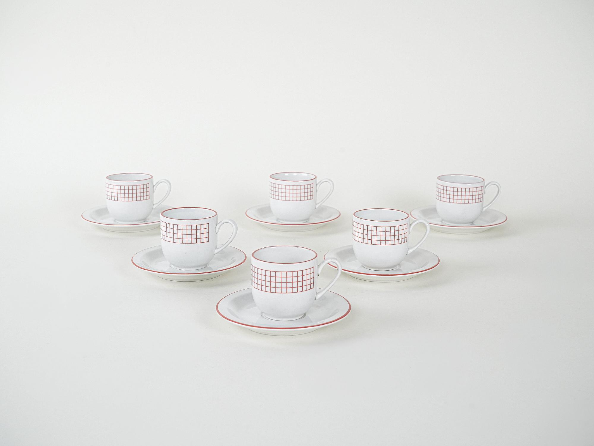 Porcelain cup set White 1980s 2