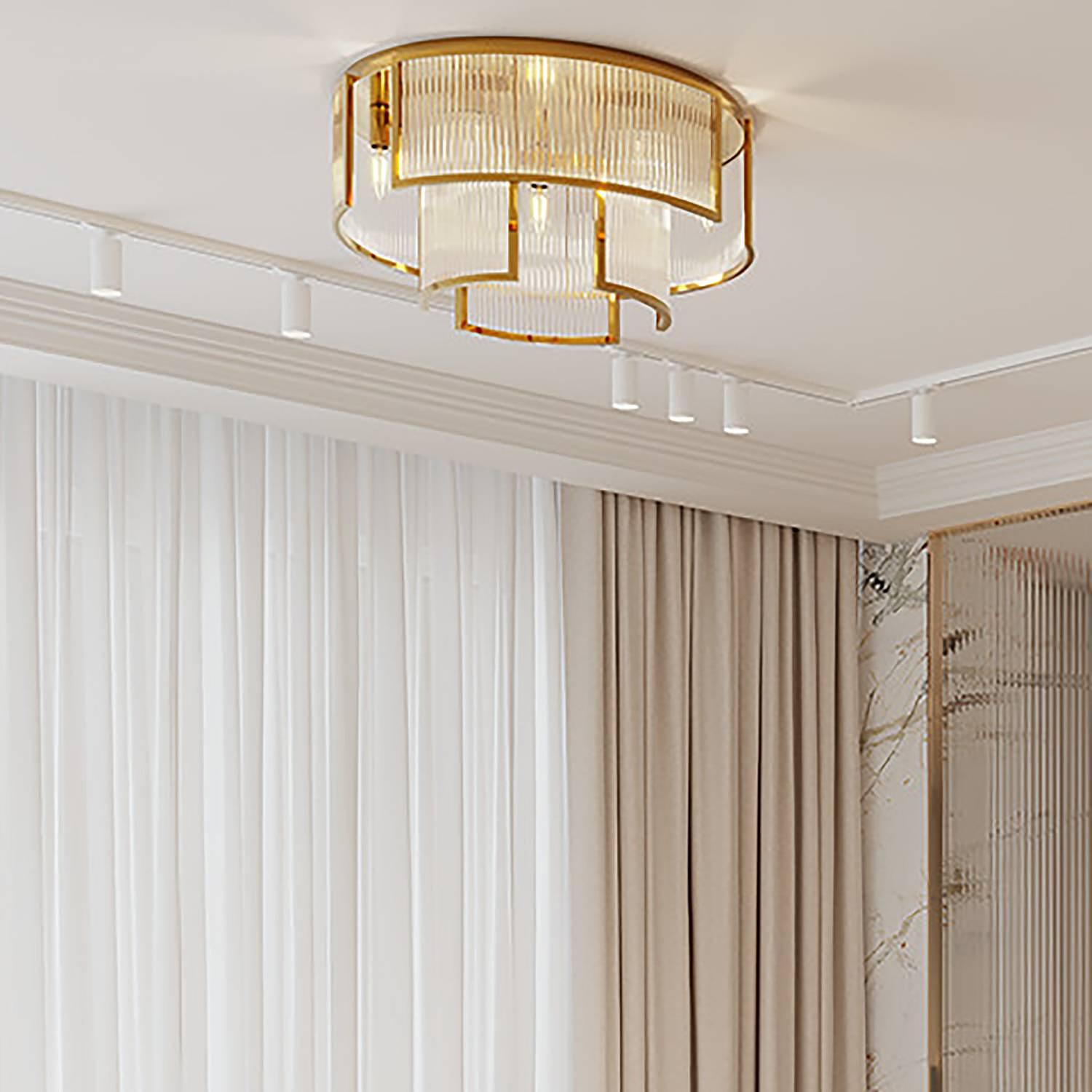 Deckenleuchte Frame Klarglas Mischmetall Flammenanzahl: 9 0