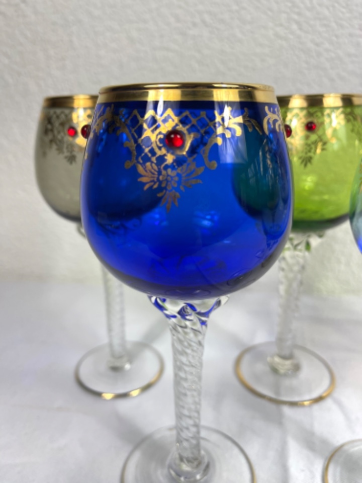 6x Vintage Gläser Glas Mehrfarbig  2
