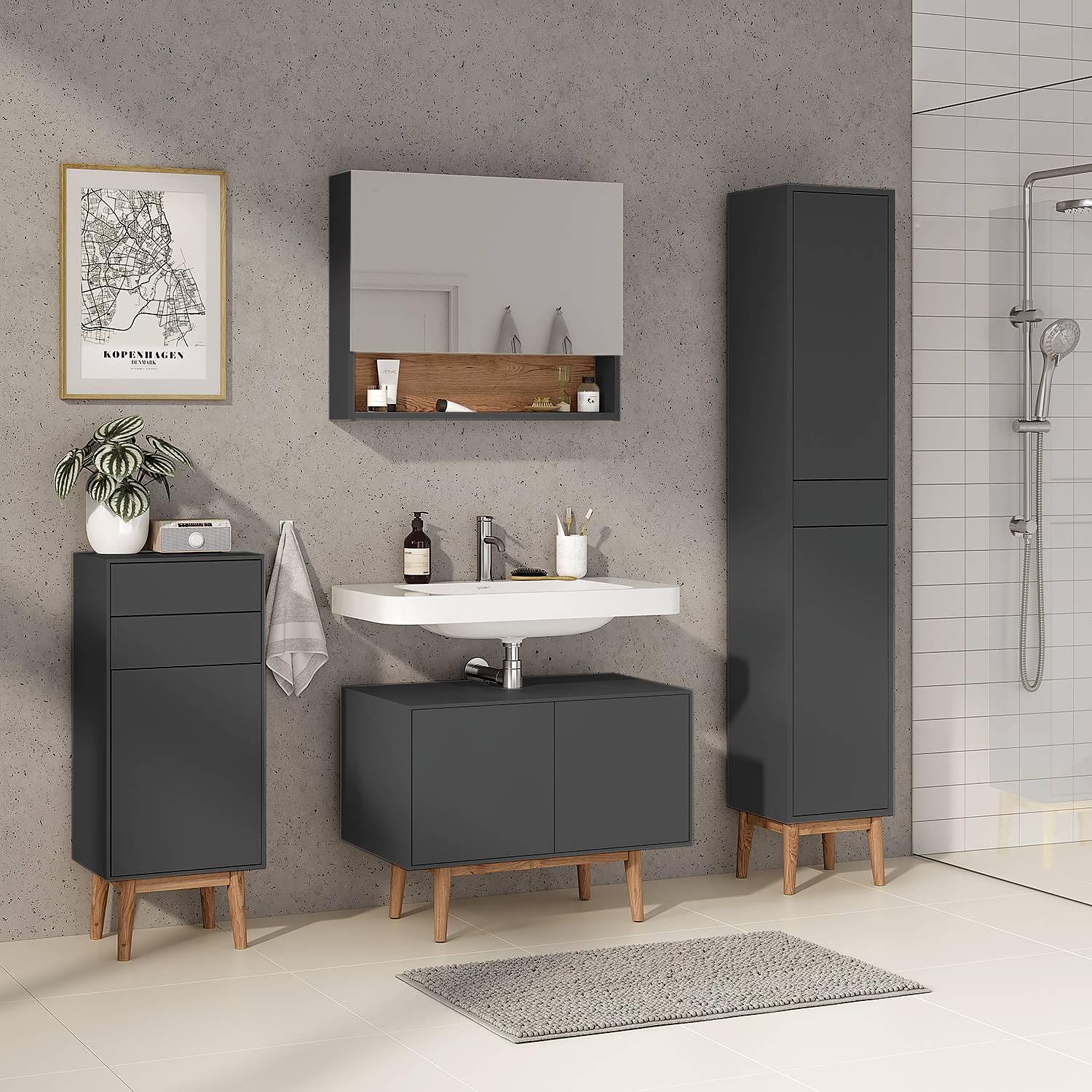 LINDHOLM Base Cabinet Oak Semi-Solid Matte Gray 2