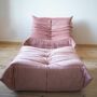 Set Poltrona e Pouf Togo Velluto Rosa Perla 1