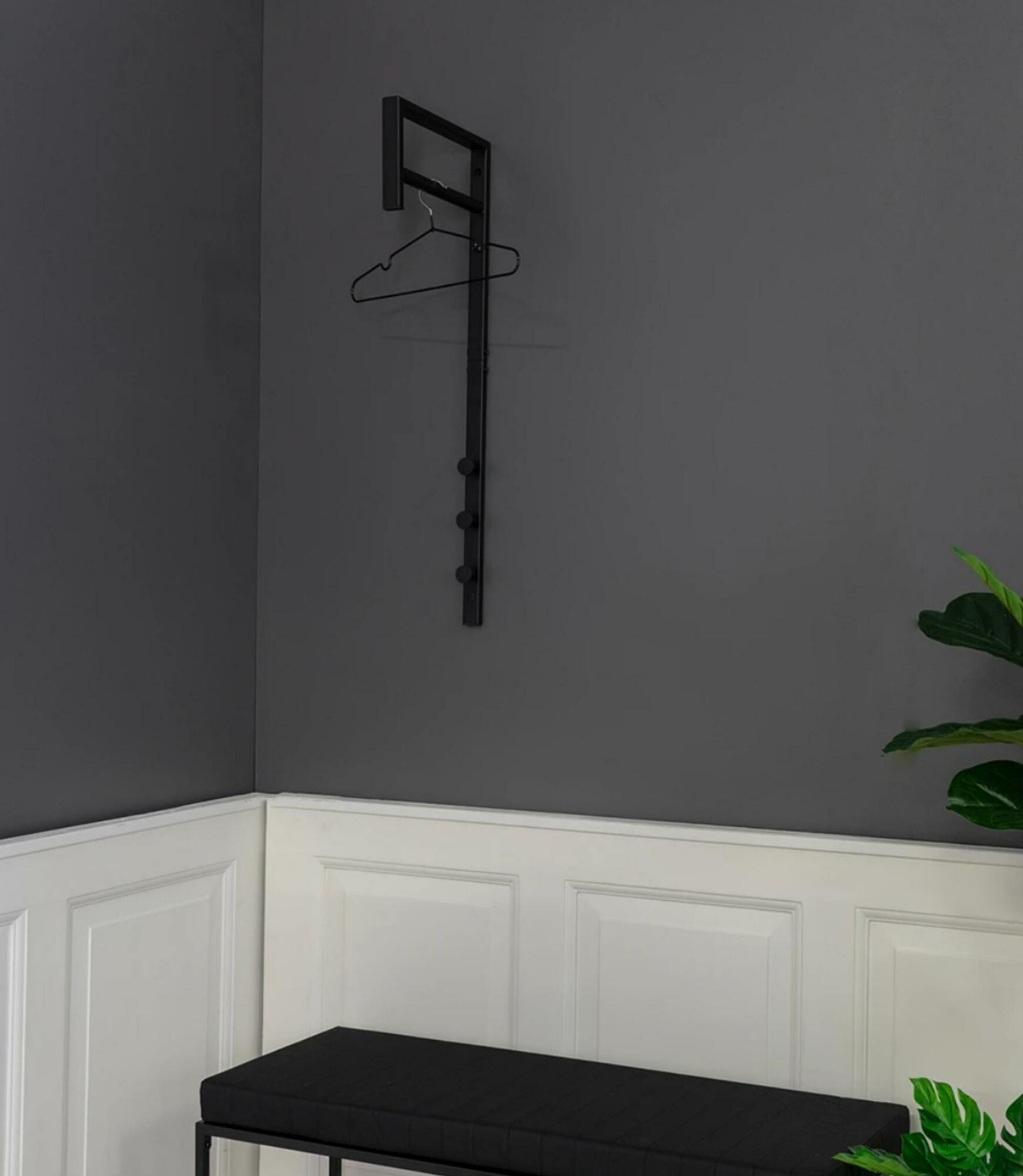 Wandgarderobe Metall Schwarz 4