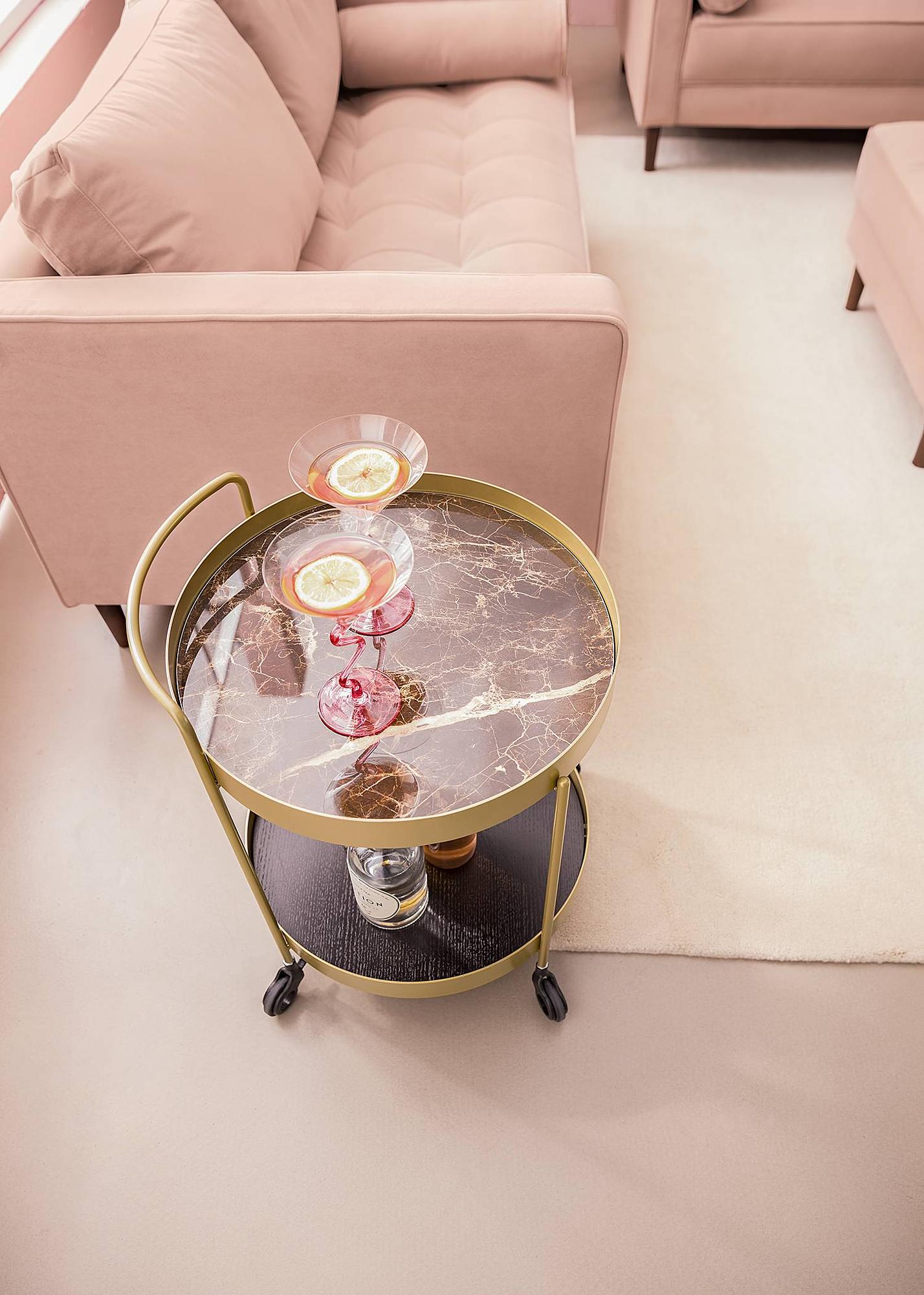 Serving trolley GLENDING Ceramic Steel Marble Brown Gold 4