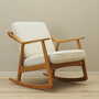 Vintage rocking chair oak wood textile cream 1960s 6