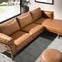 Sofa mit Récamiere rechts aus camel-farbenem Leder 6232 2