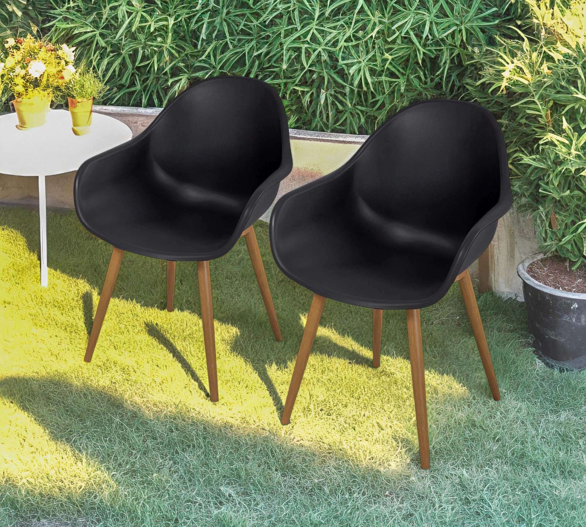 2x Gartenstuhl Metall Kunststoff Schwarz 0