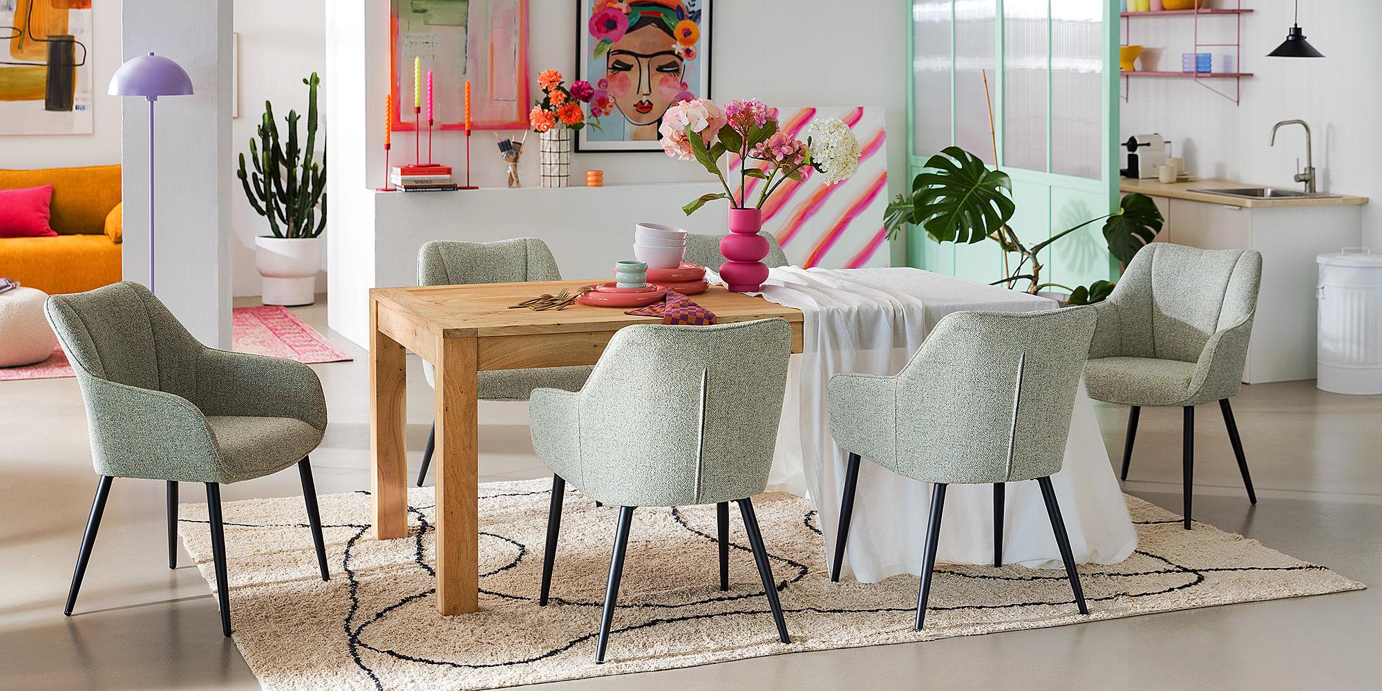 AELHA Armchair Set of 2 Green 2