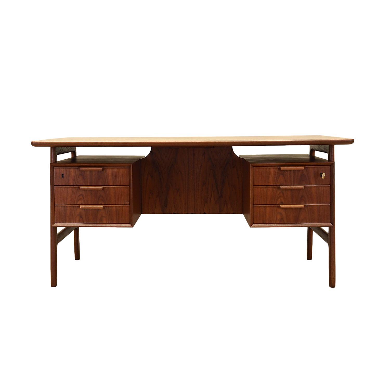 Teak desk wood veneer 1970s  0