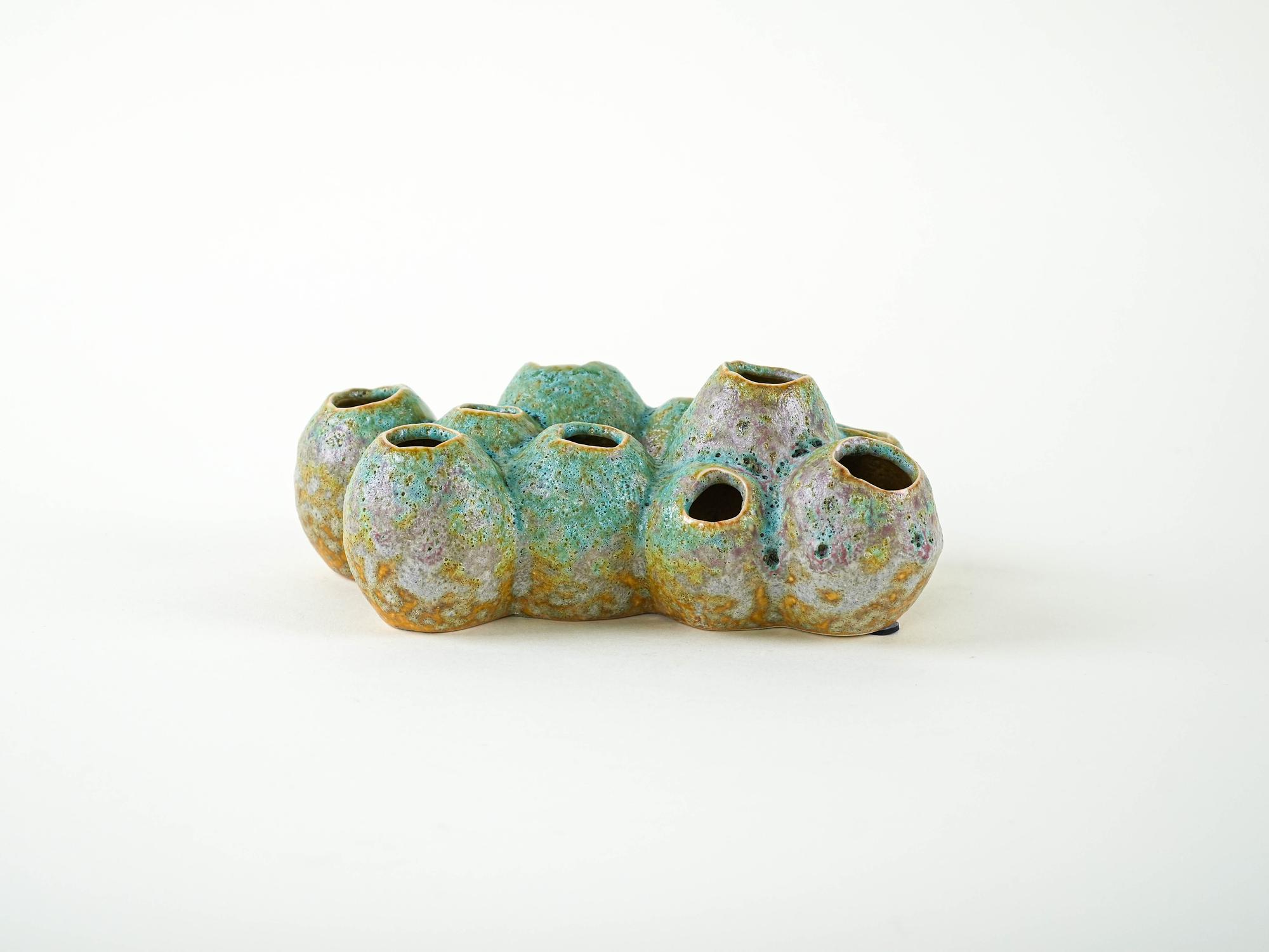 Flower Frog Vase Ceramic 1960s 3