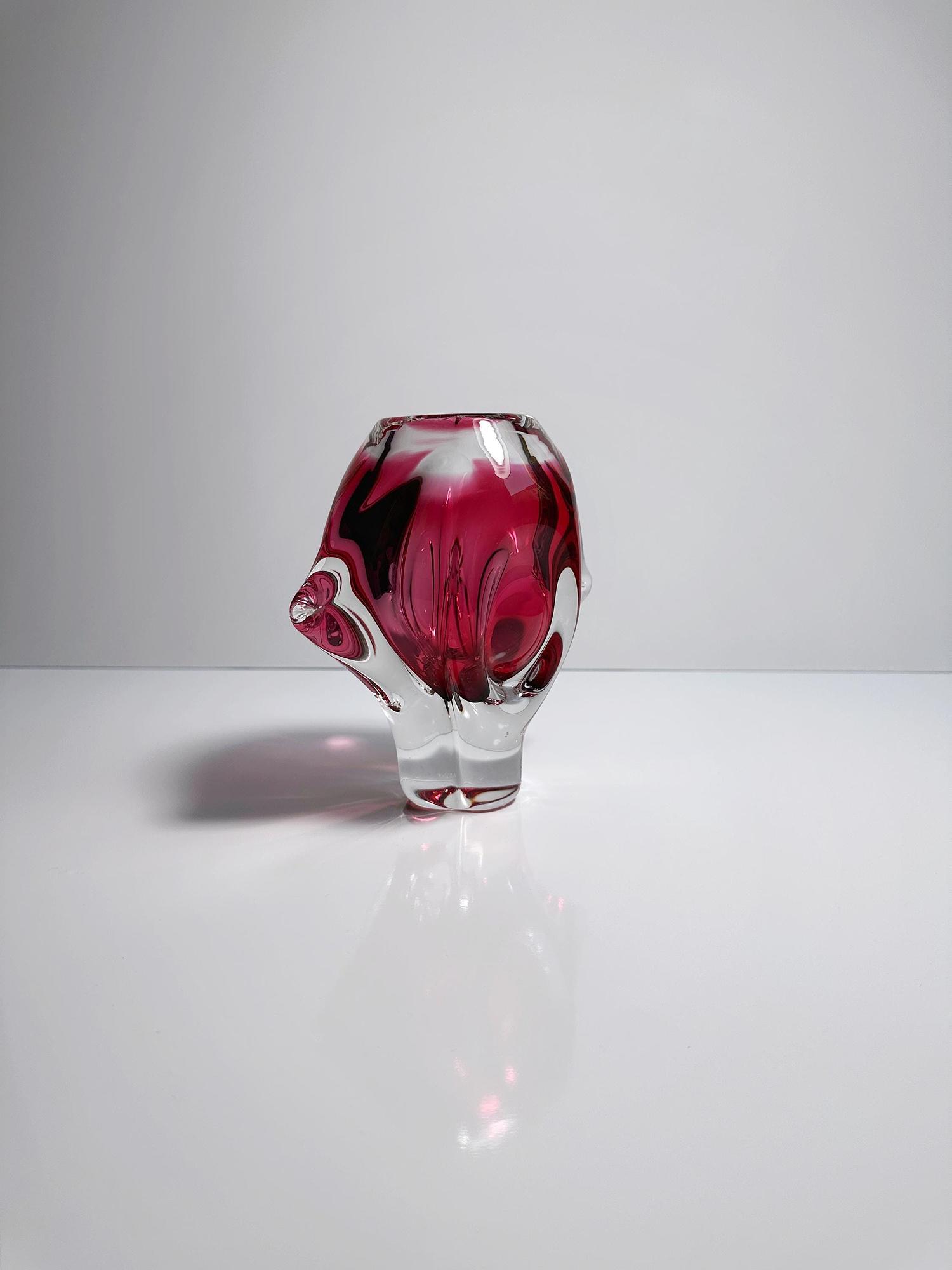 Vintage Vase Glas Rot 1
