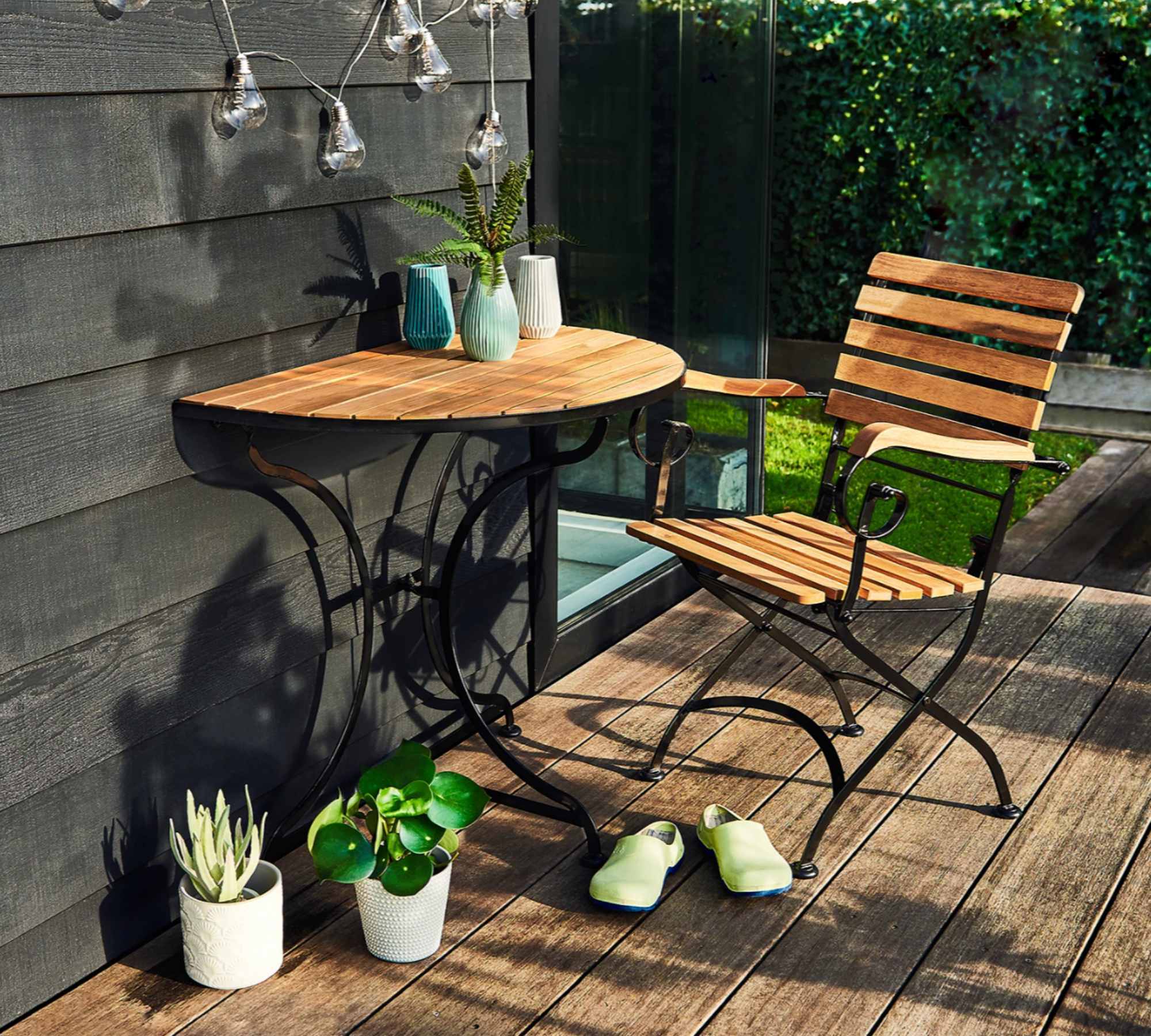 Gartentisch Metall Holz Natural 9