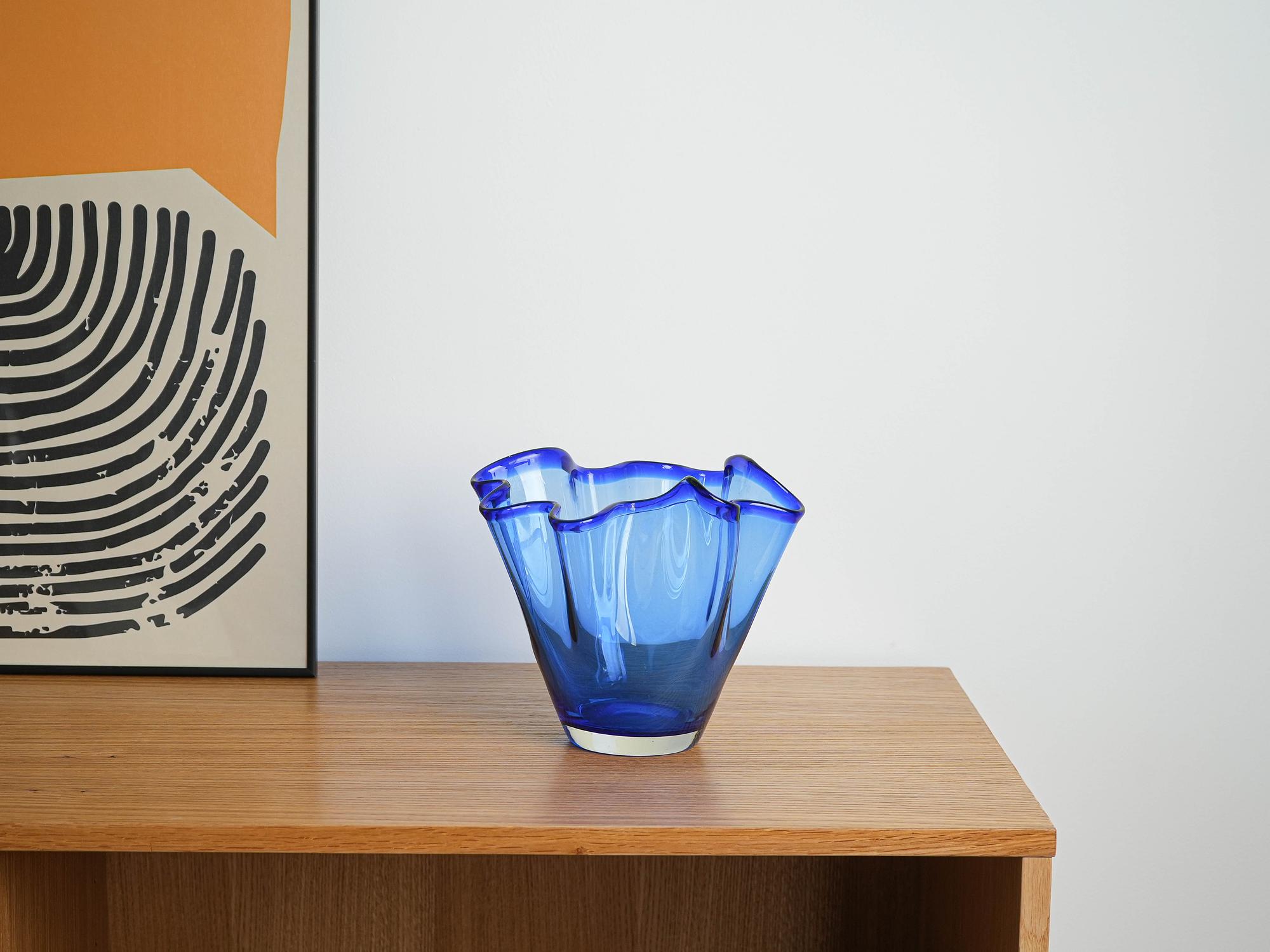 Tulip Vase Cobalt Blue 1970s 6