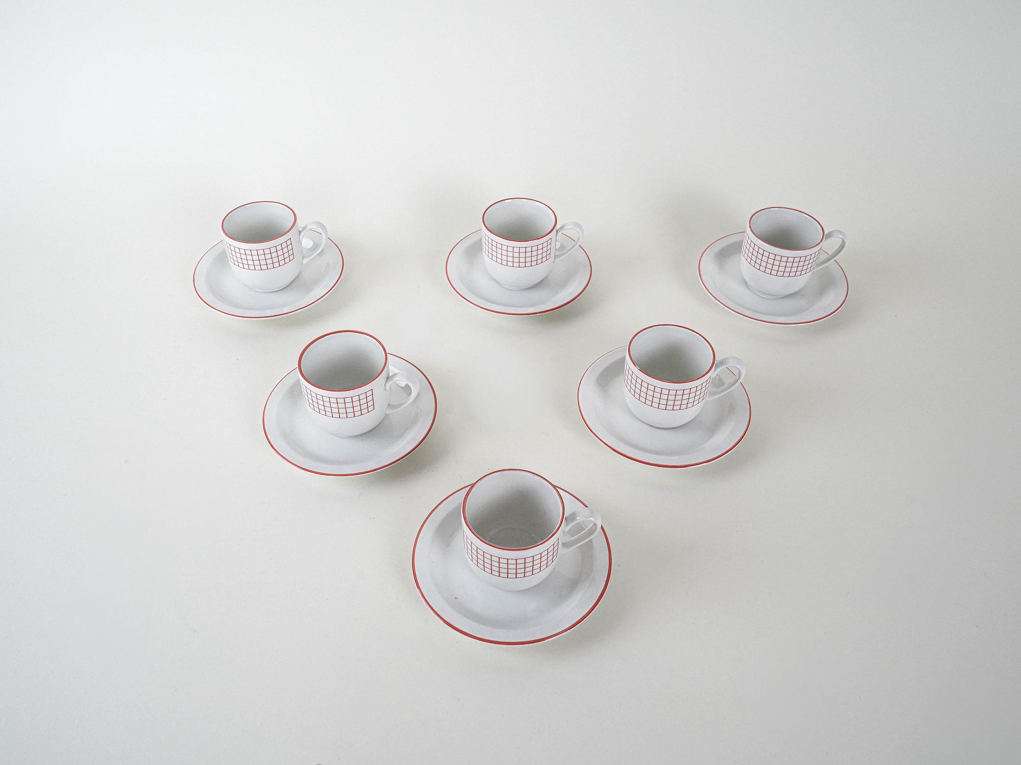 Porcelain cup set White 1980s 4