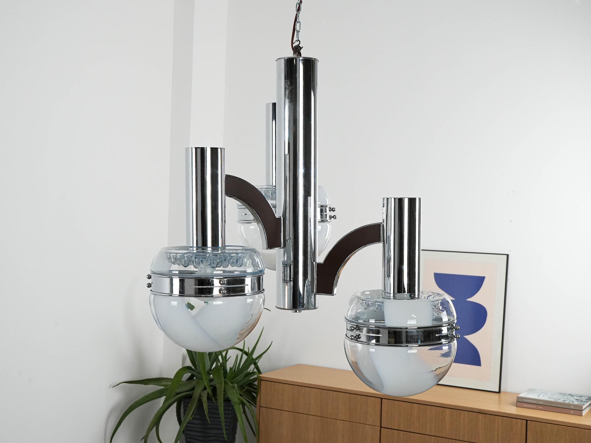 Space Age Chandelier Murano Glass 1970s 11