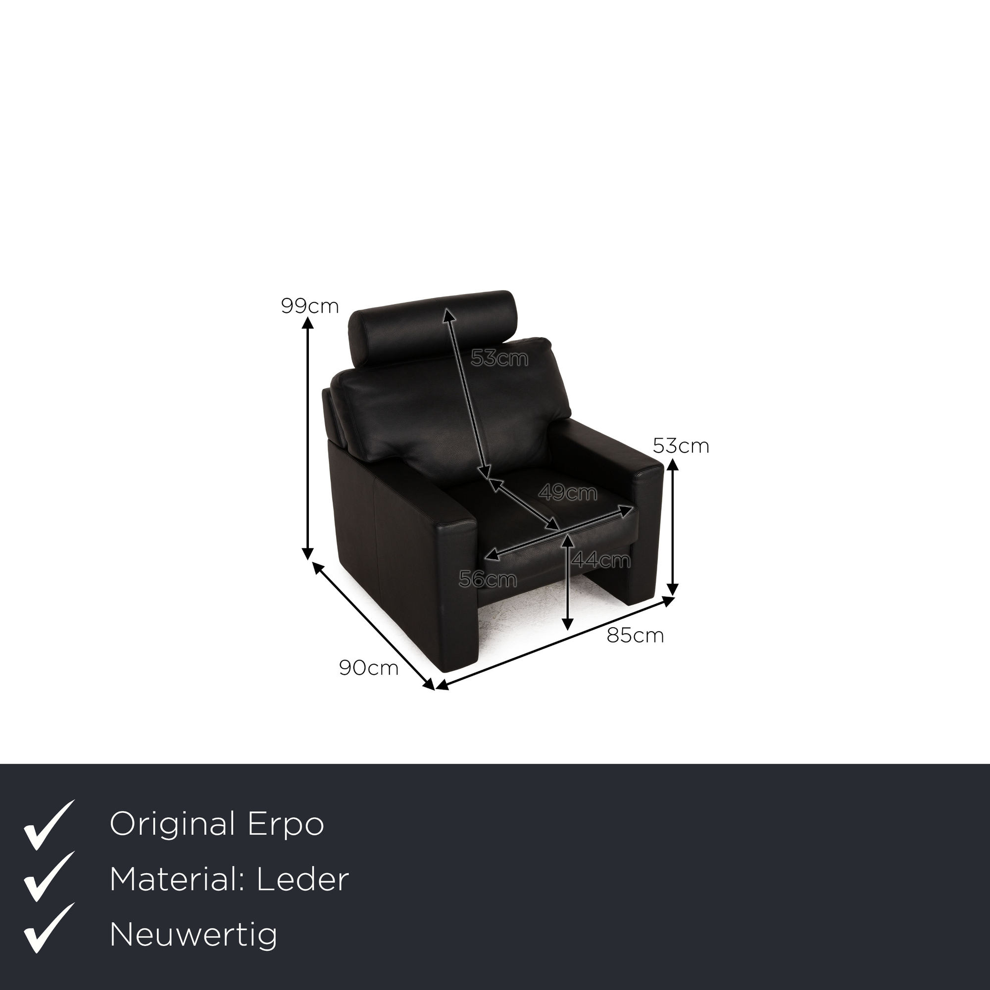 CL 300 Sessel Leder Schwarz 1