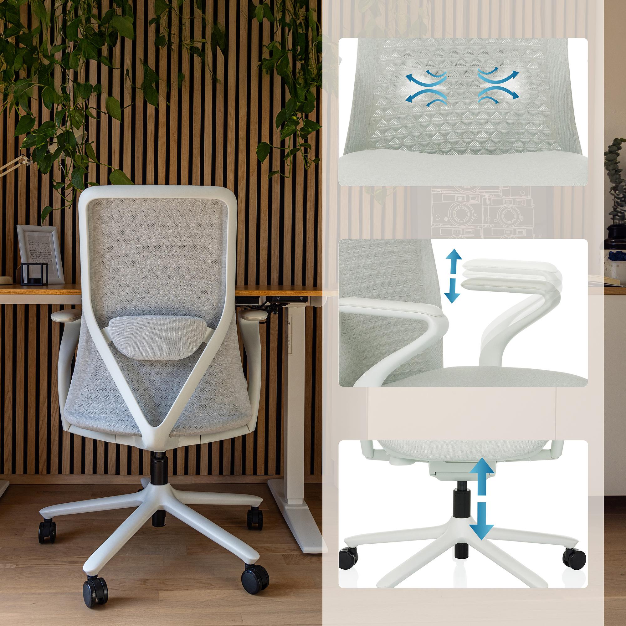 VERVIO Bürostuhl Netzstoff Hellgrau 2