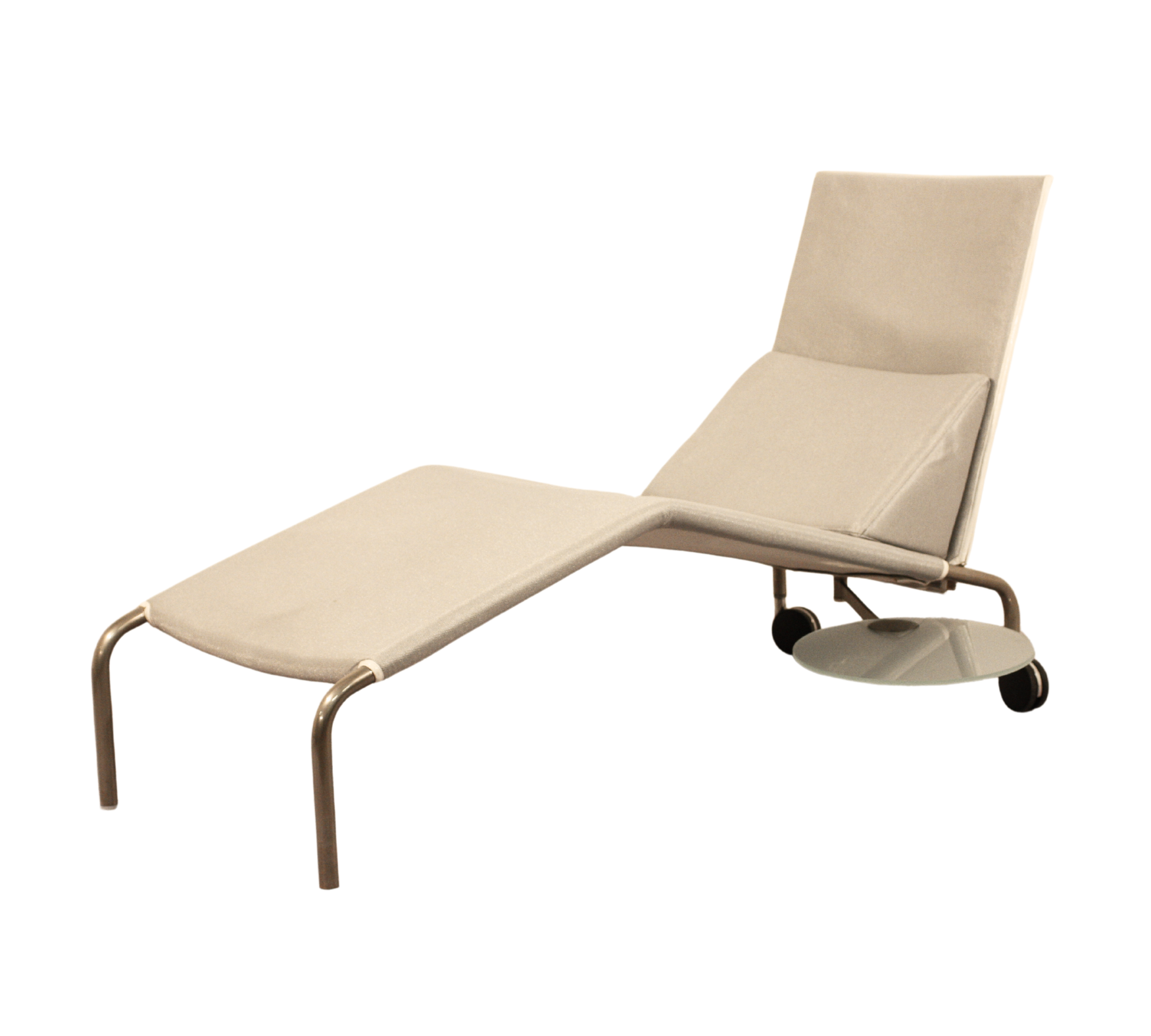 Lelunga Chaiselongue aus Leder und Stahl Beige 0