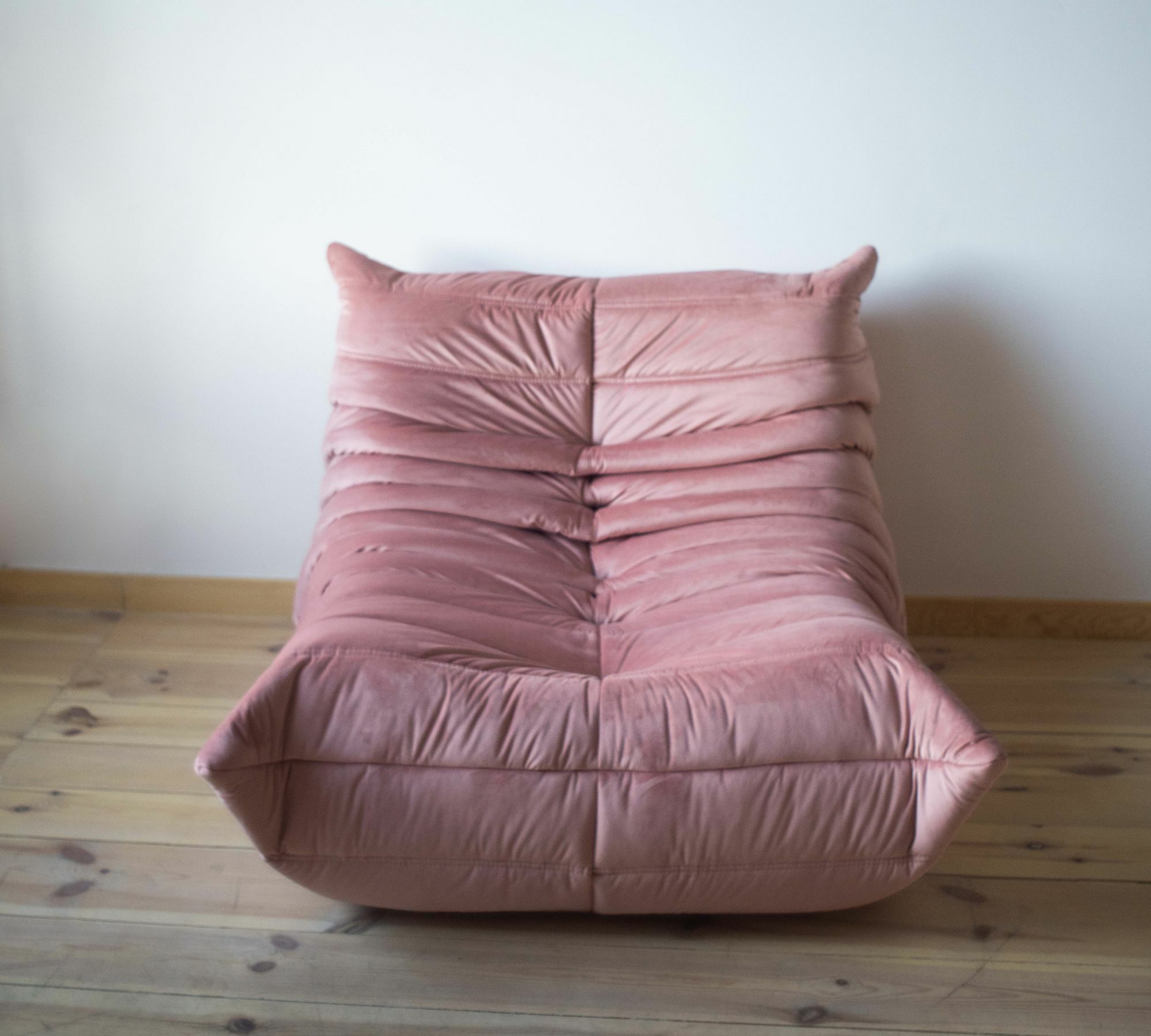 Togo Armchair and Ottoman Set Velvet Pearl Pink 3