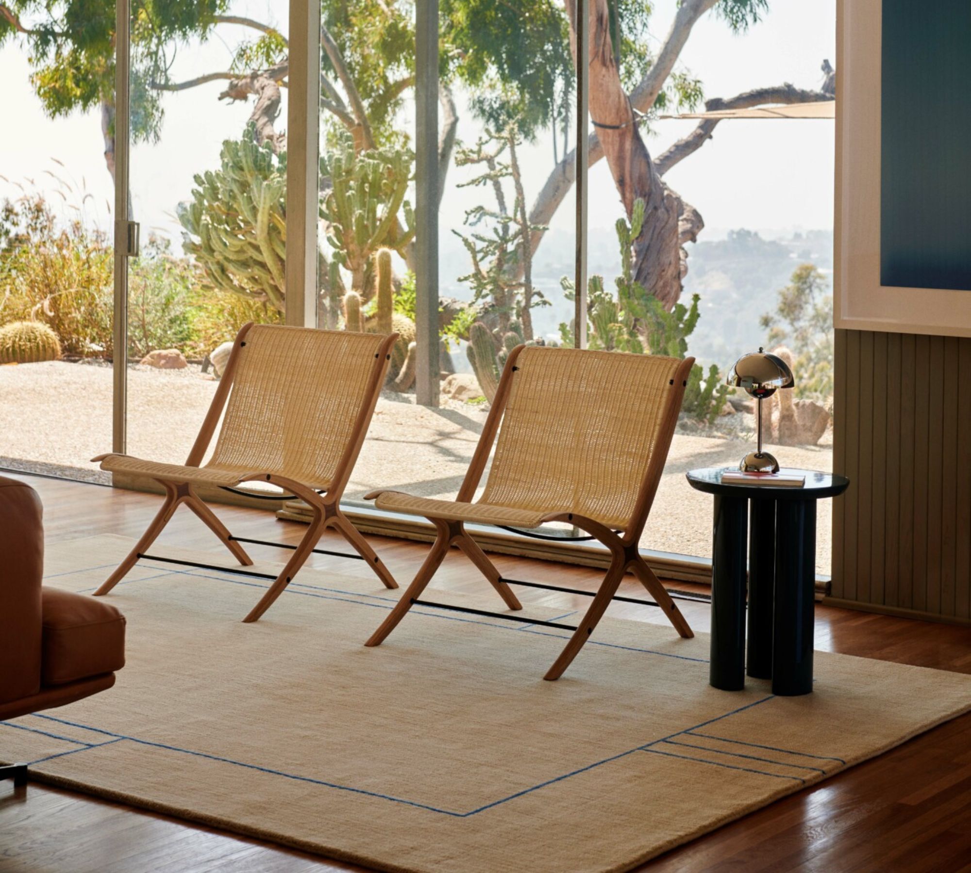 X HM10 Loungesessel Holz Rattan Creme 1