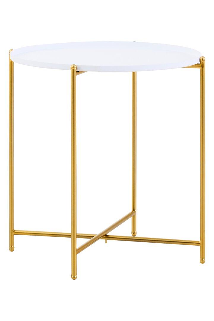 Trosa Tavolino Rotondo Ferro Bianco Oro 1