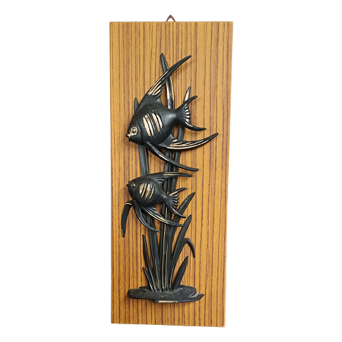Vintage Wanddekoration Holz Kunststoff Schwarz 1960er Jahre 0