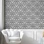 Tapete White Damask PVC Weiß / Schwarz Höhe: 250 cm 2
