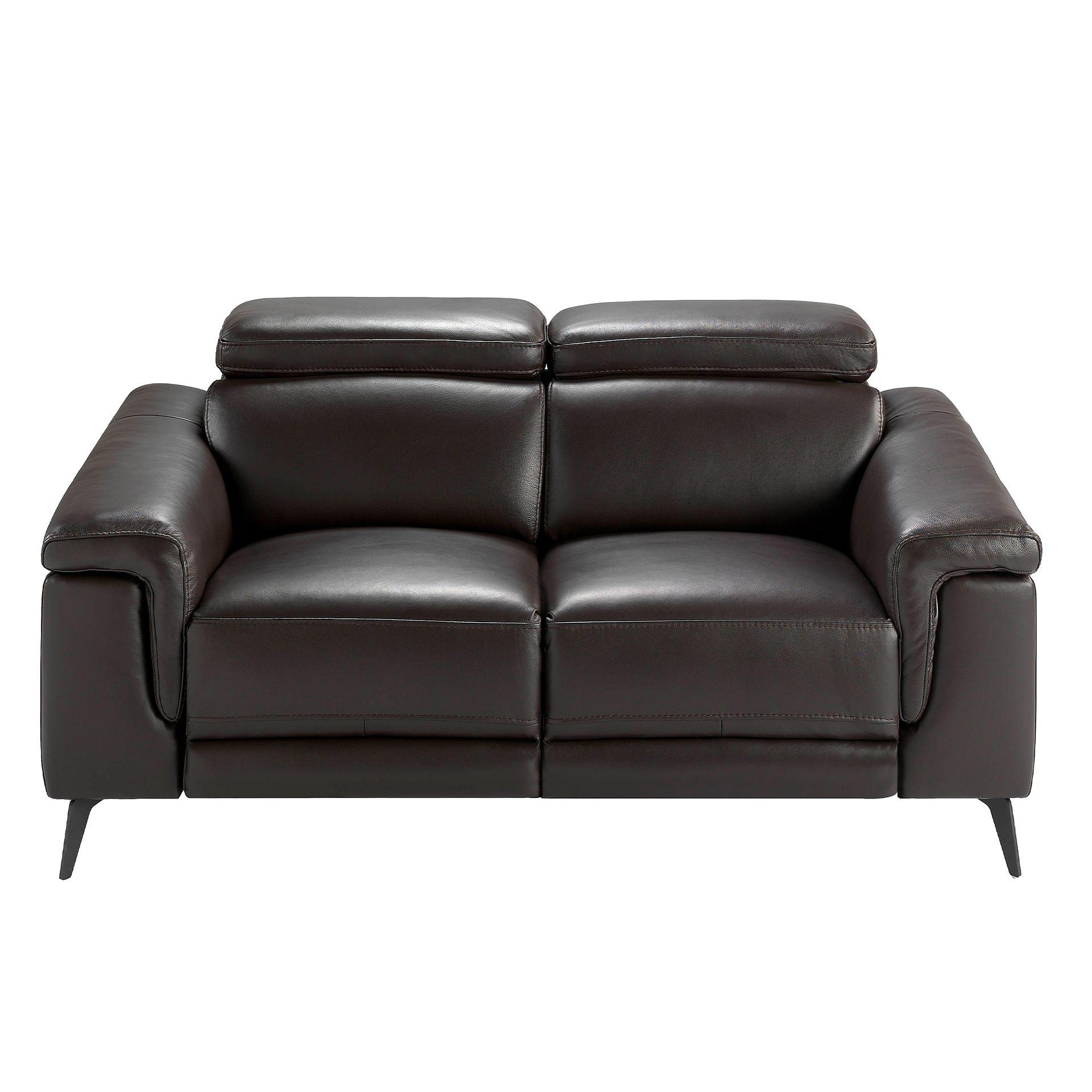 Sofa 2-seater with relax function leather chocolate brown 5