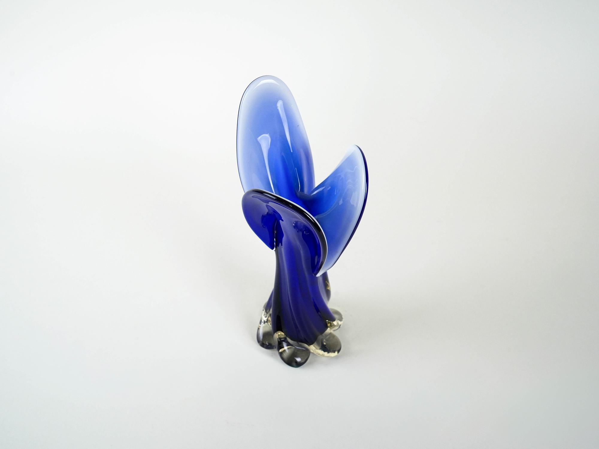 Kobaltvase Muranoglas Blau 1960er Jahre 4