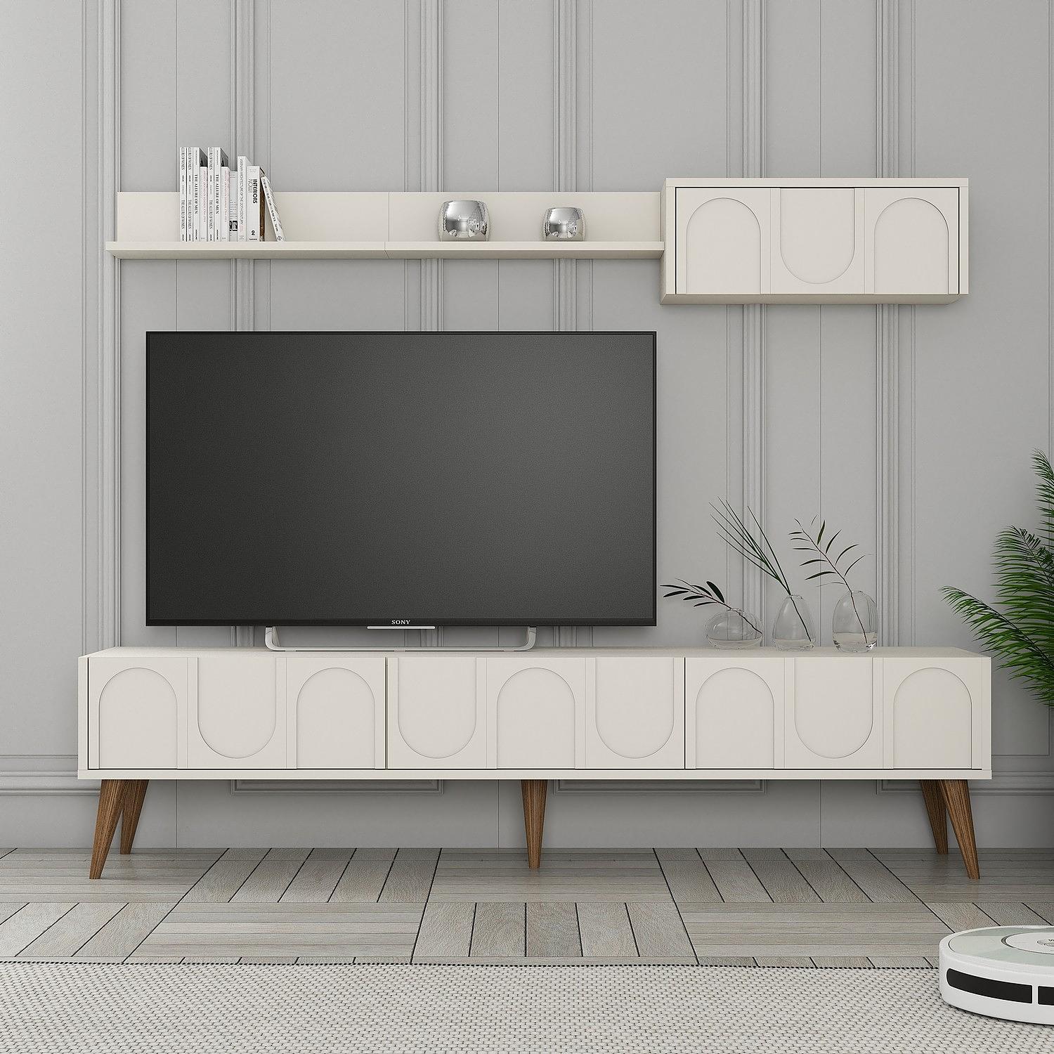 Lyon 2 TV cabinet wood veneer cream 1
