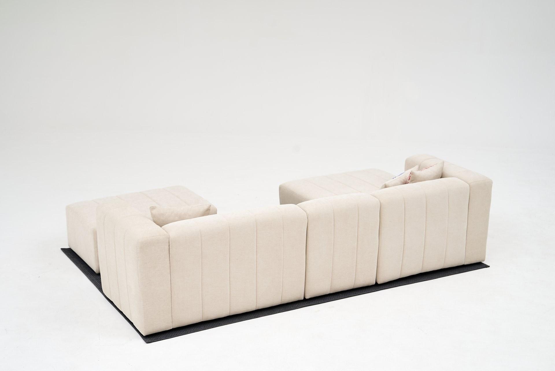 Beyza Sofa Récamiere Links mit Hocker Creme 7