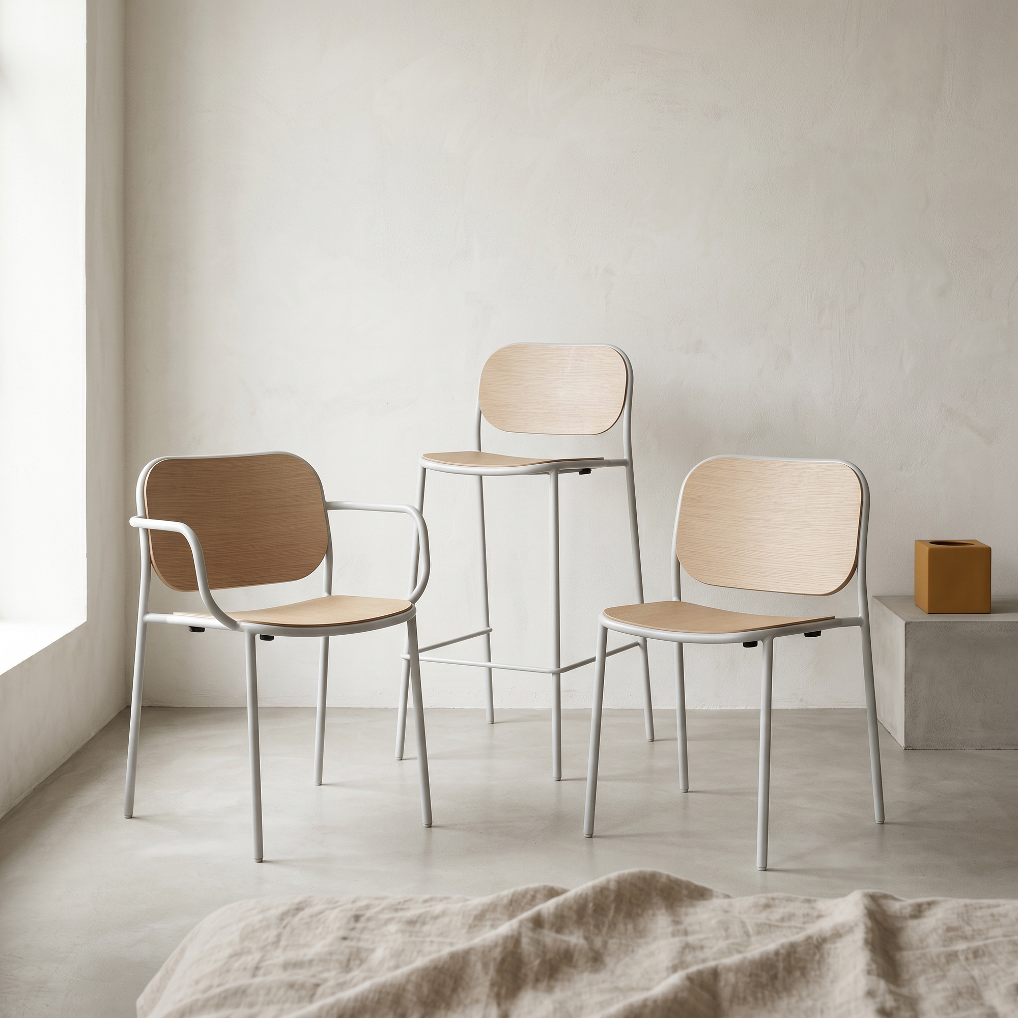 3x Metis Wooden Chair Wood Metal Natural 1