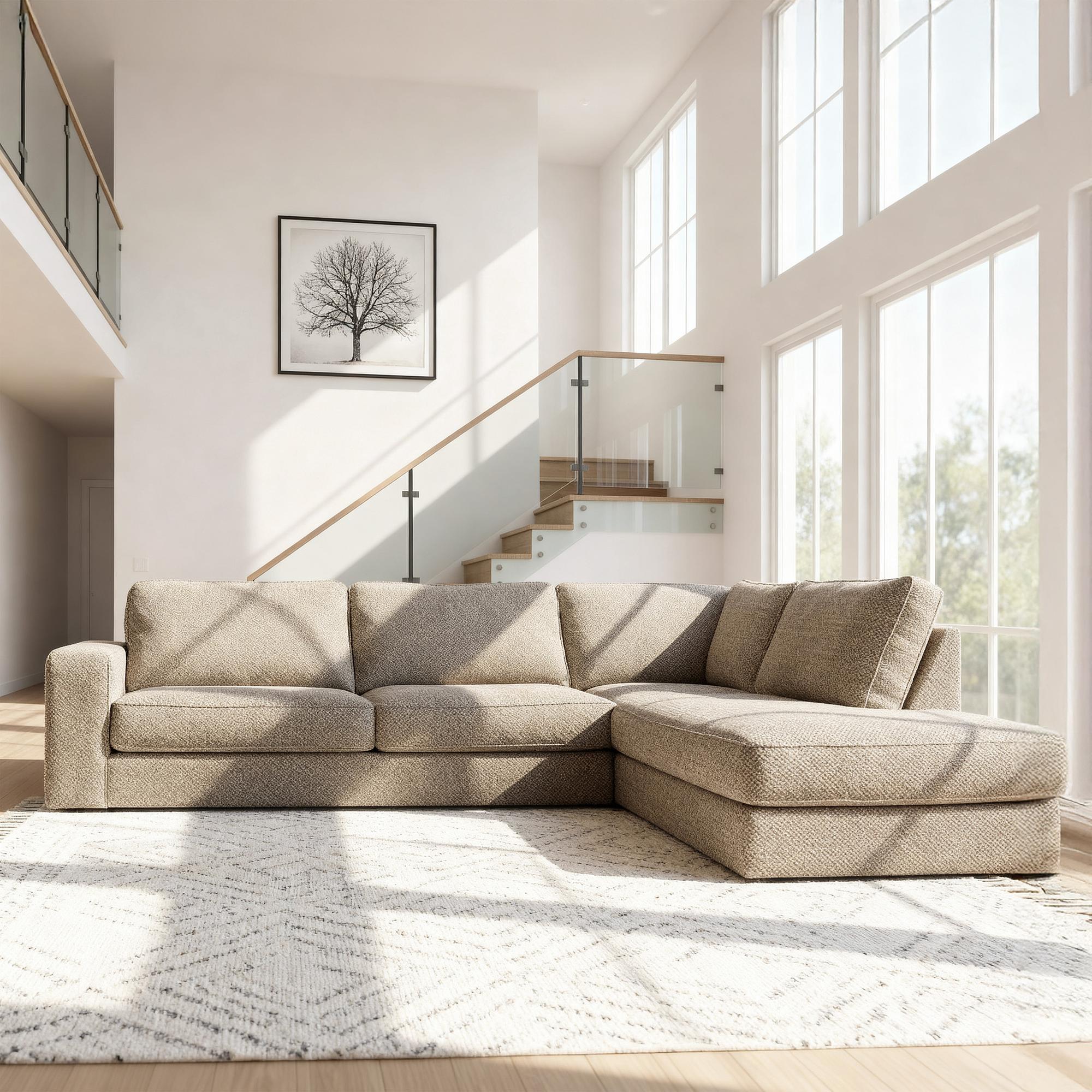 Corner Sofa Easton Right 3-Seater Beige 1