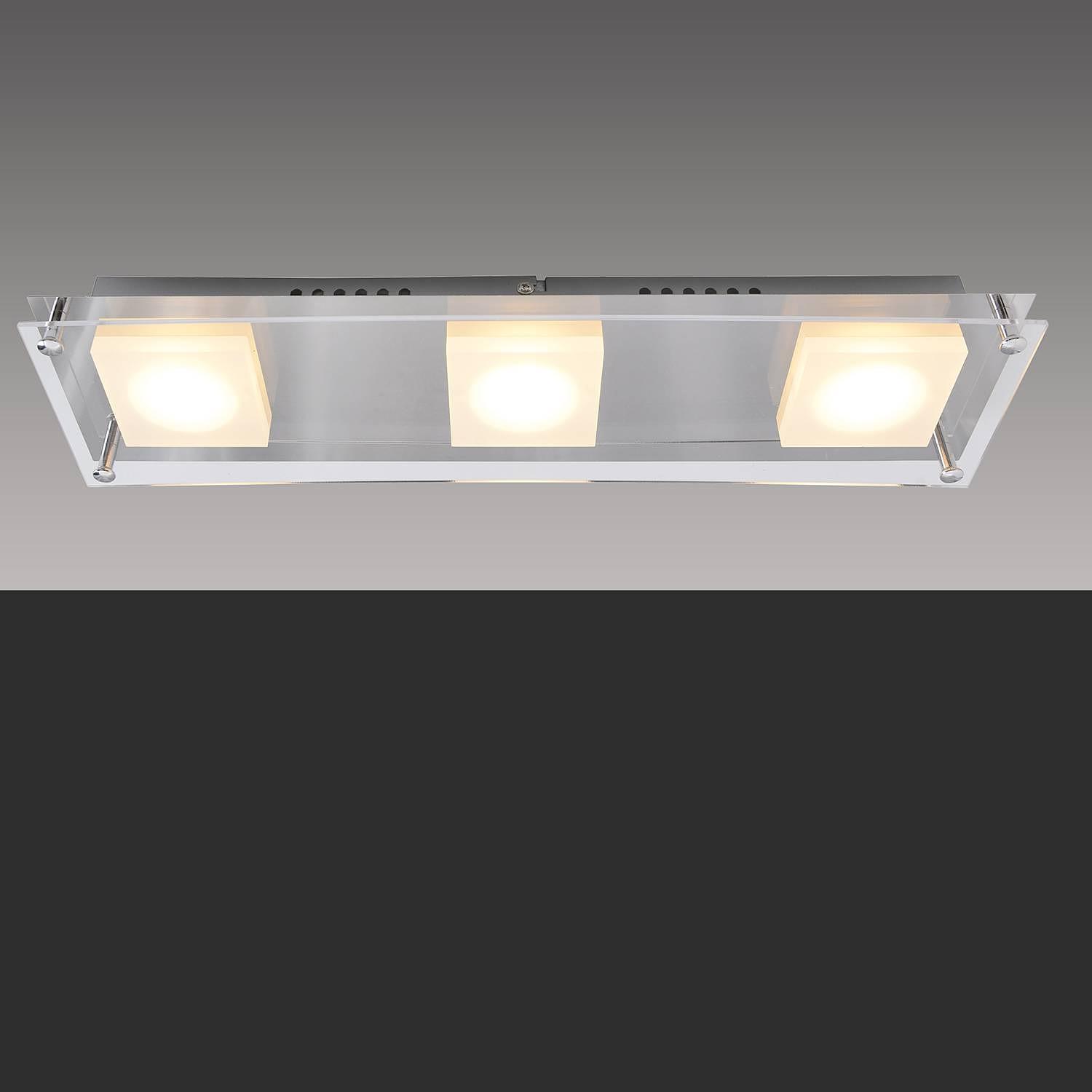Square Shine II LED Ceiling Light 3-Flame Silver 4