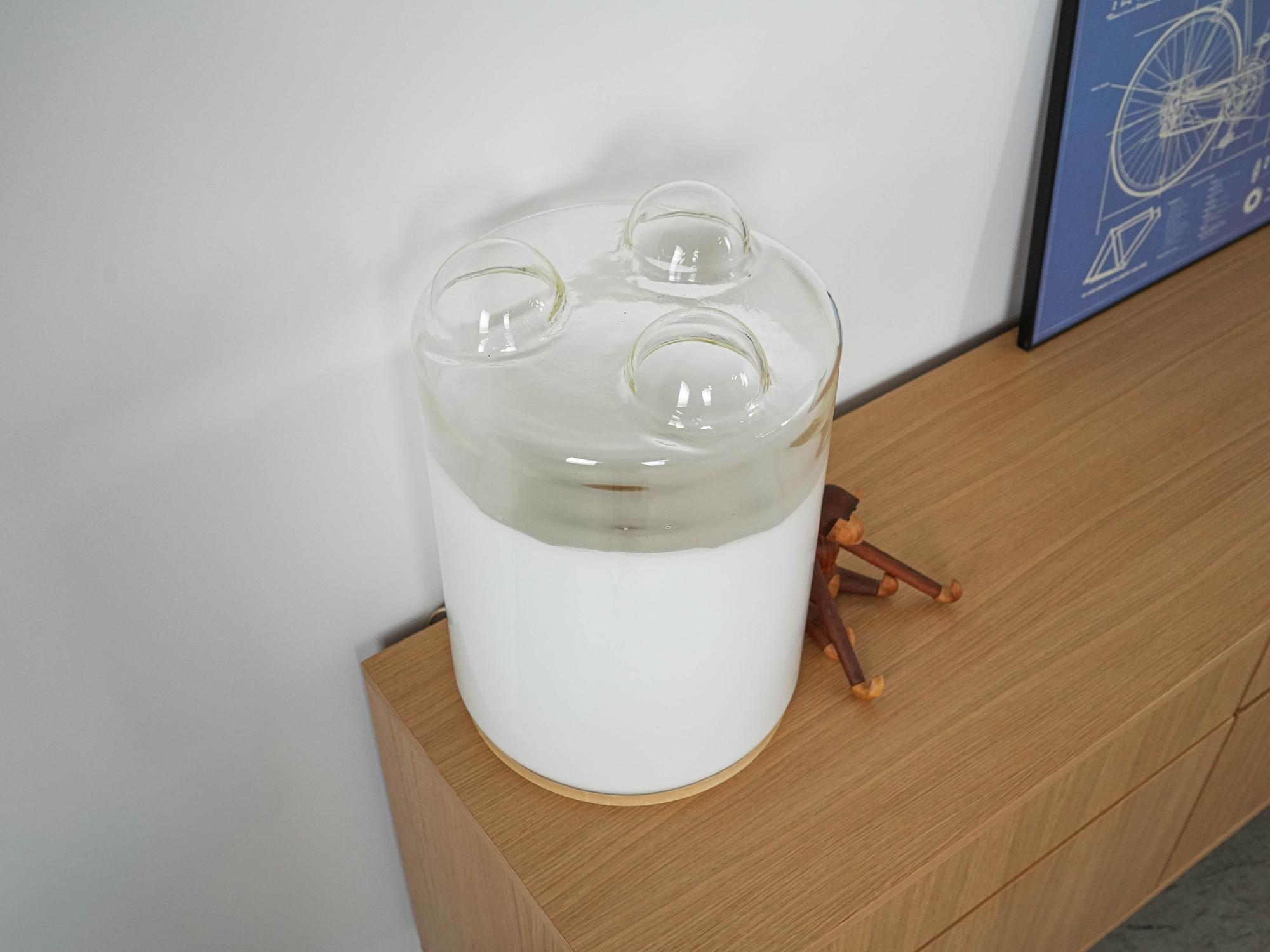 Tischlampe Glas Metall 1970er Jahre 8