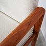 Vintage Chair Teak Wood Textile White 1970s 14